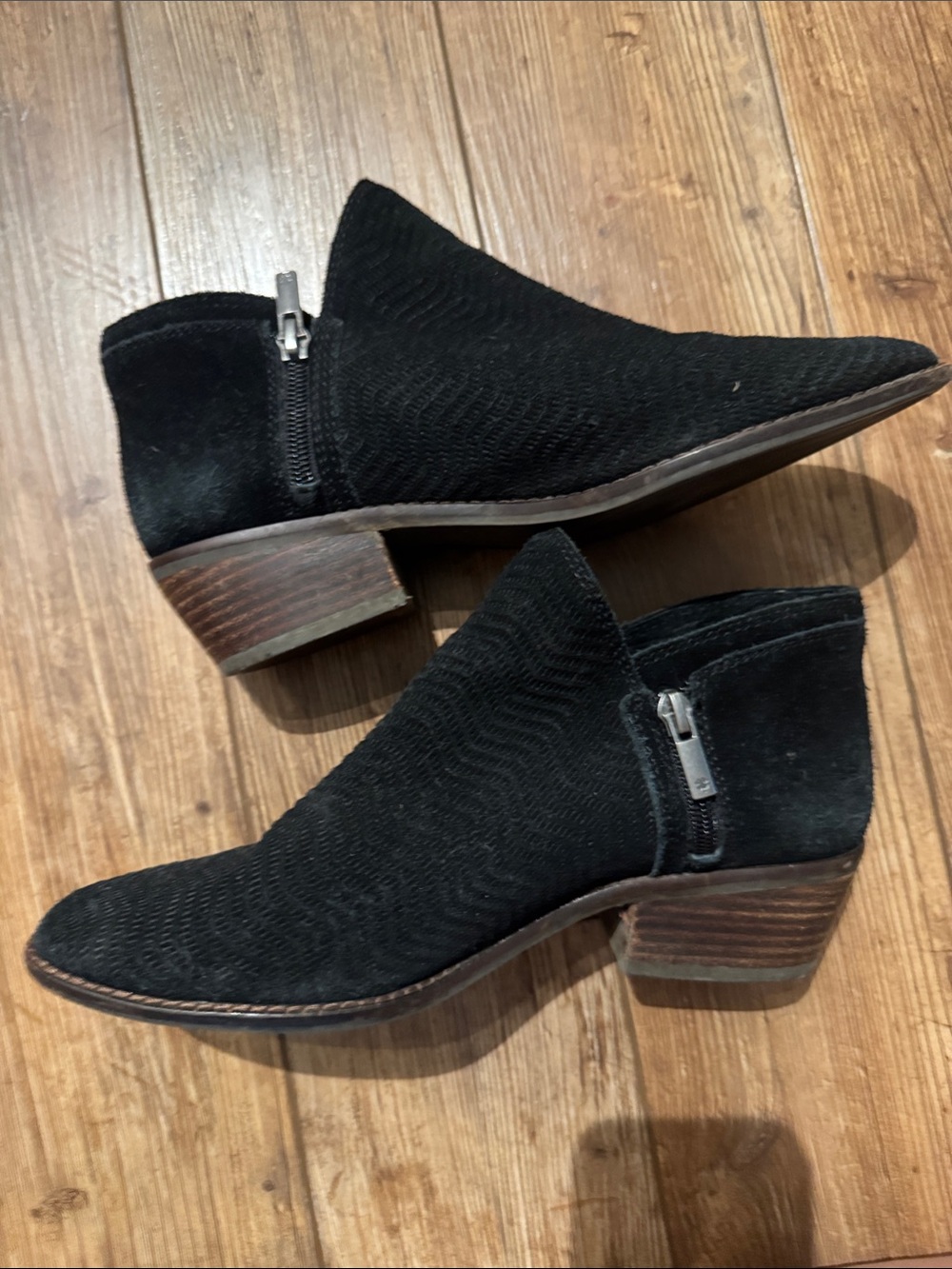 Black Suede Ankle Booties with Side Zip